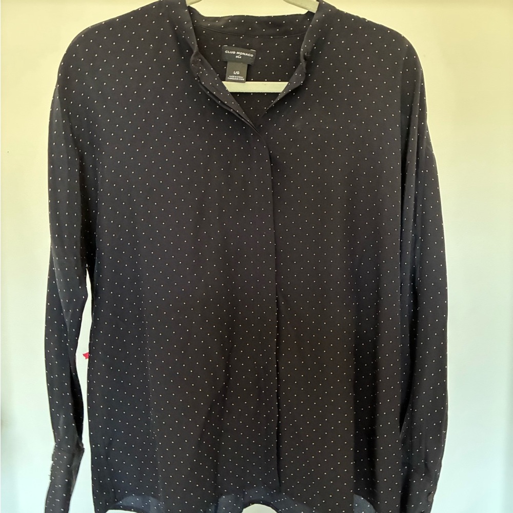 Club Monaco Black Polka Dot Blouse